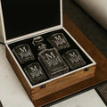 Custom Engraved Decanter Set with 4 Glasses and case
